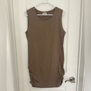 PLANET by Lauren G Ruched Sleeveless Cotton Tank Dress in Small